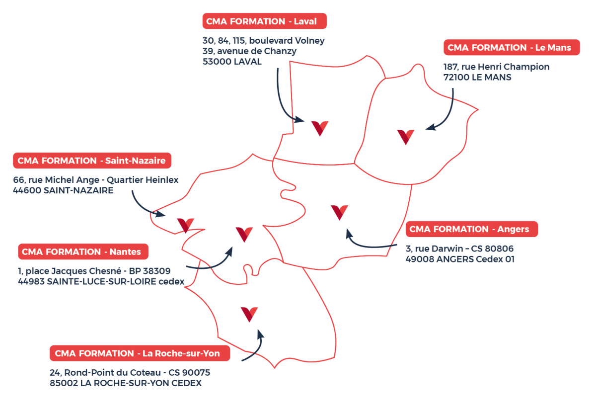 Carte des sites de formation | CMA Formation